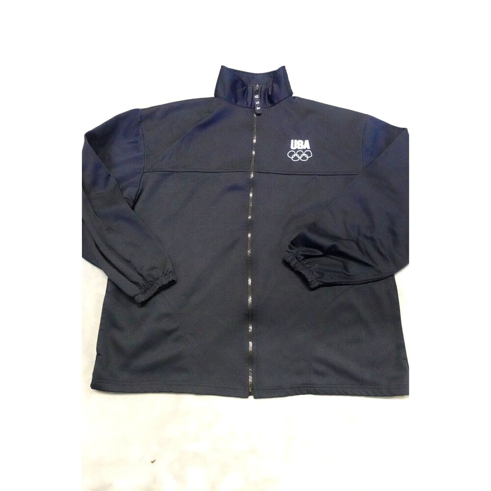 USA Olympic Committee Black Full Zip Jacket XXL Warm Up Track Made in USA